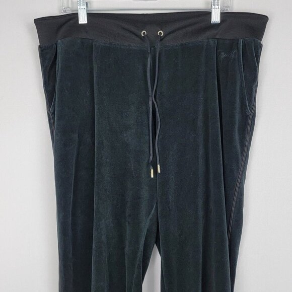 Juicy Couture Womens Zuma Velour Jogger Pants XL Classic Black Grunge Goth Y2K - Picture 6 of 16